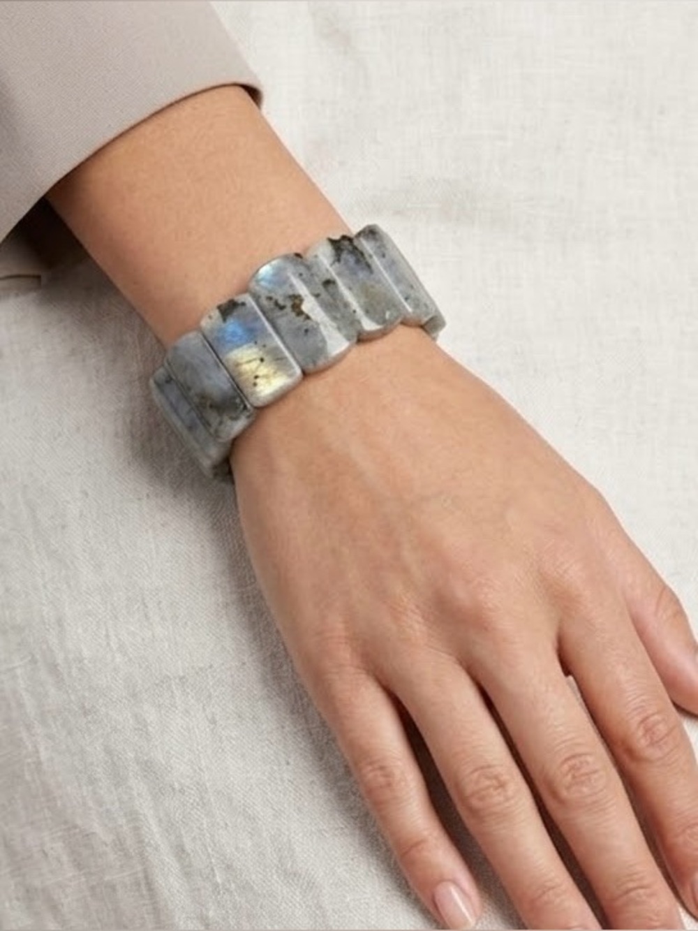 ✨ Natural Labradorite Slab Bracelet | Flash Labradorite Stretch